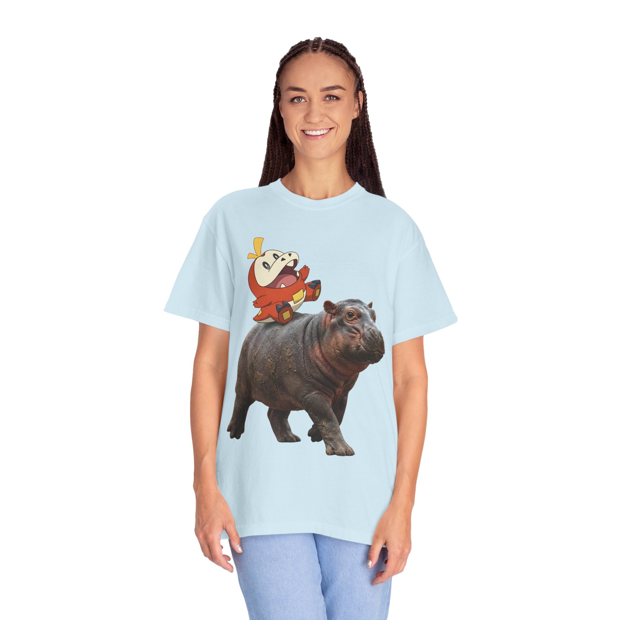 Hippo Ride Cartoon T-Shirt — Cute Hippo & Character Graphic Tee