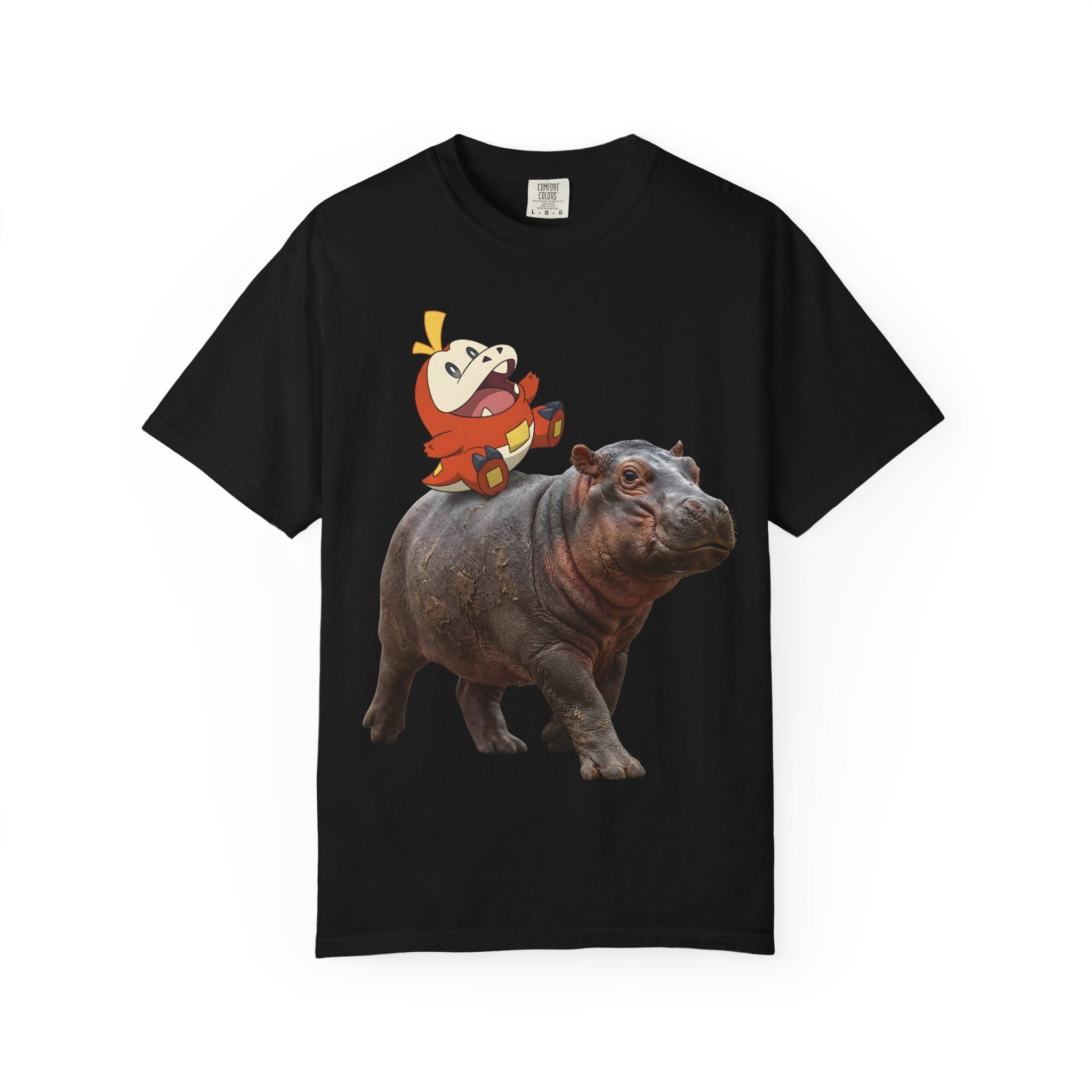 Hippo Ride Cartoon T-Shirt — Cute Hippo & Character Graphic Tee