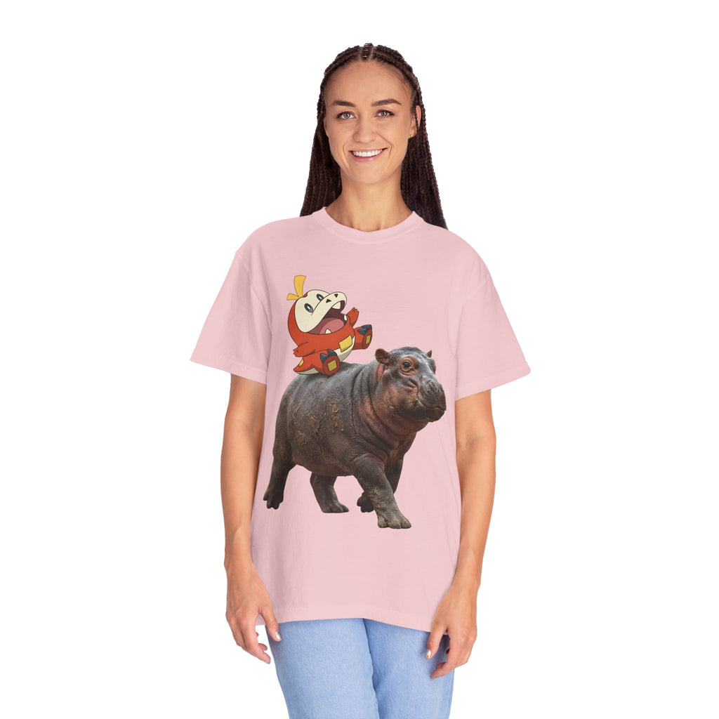 Hippo Ride Cartoon T-Shirt — Cute Hippo & Character Graphic Tee