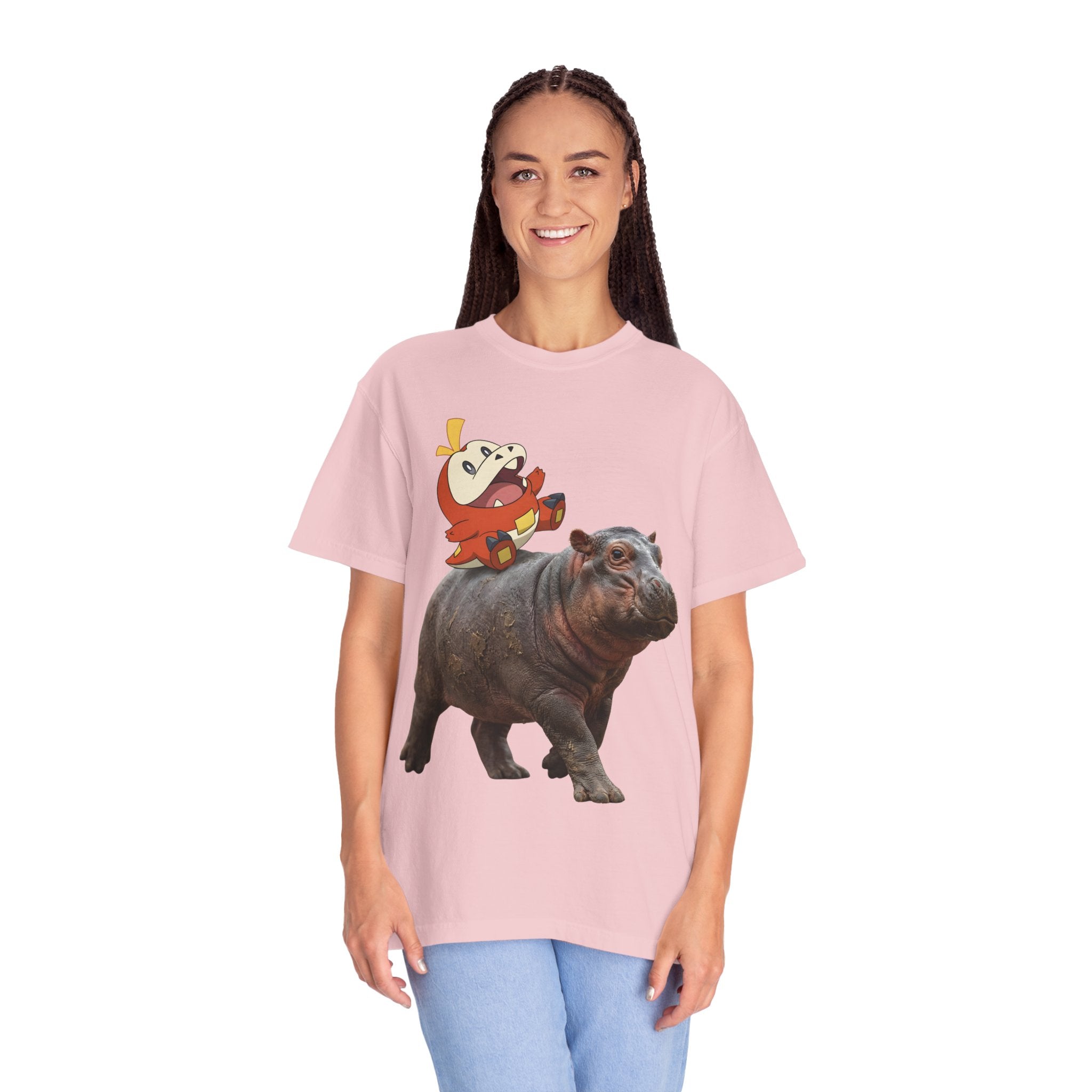 Hippo Ride Cartoon T-Shirt — Cute Hippo & Character Graphic Tee
